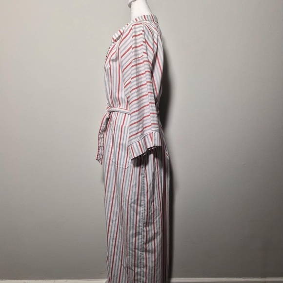 Christian Dior Mens Old Money Cotton Blend Red White & Blue Striped Robe OS - Picture 3 of 6